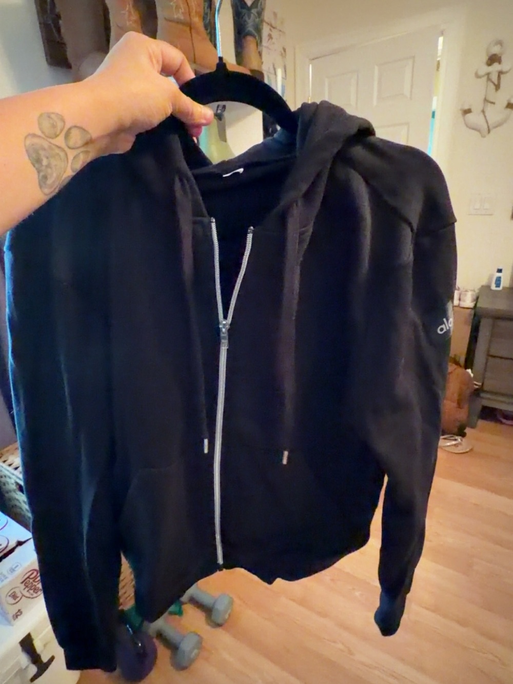 ALO Yoga Black Zip-Up Hoodie Bomber Jacket